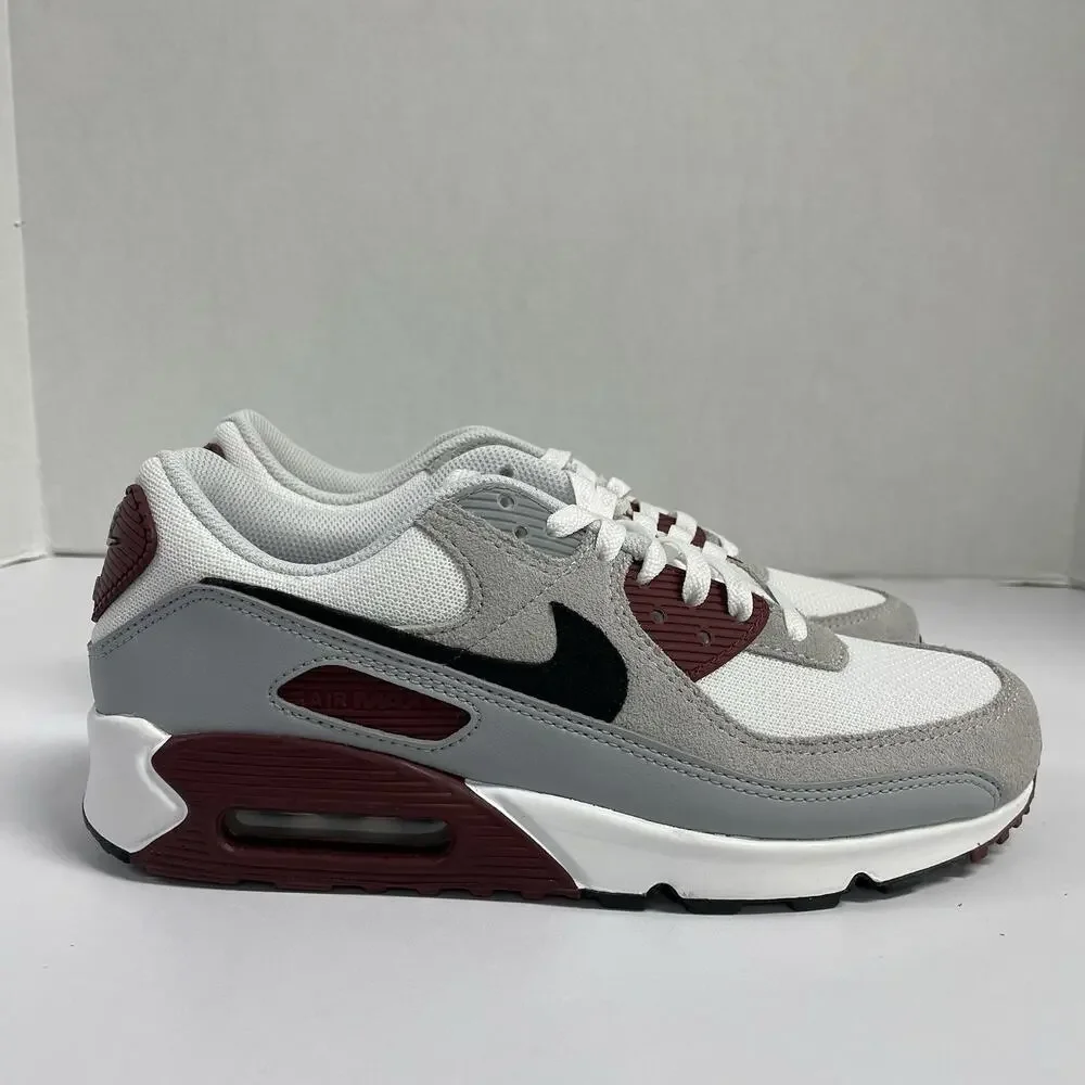 Nike Air Max 90 Dark Team Red FN6958 101 Size 8.5 White Grey Mesh Low Top Shoe